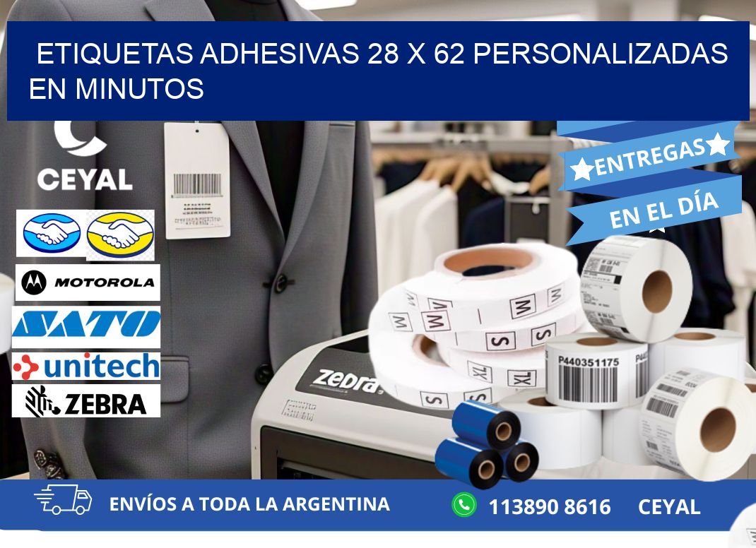 Etiquetas Adhesivas 28 x 62 Personalizadas en Minutos