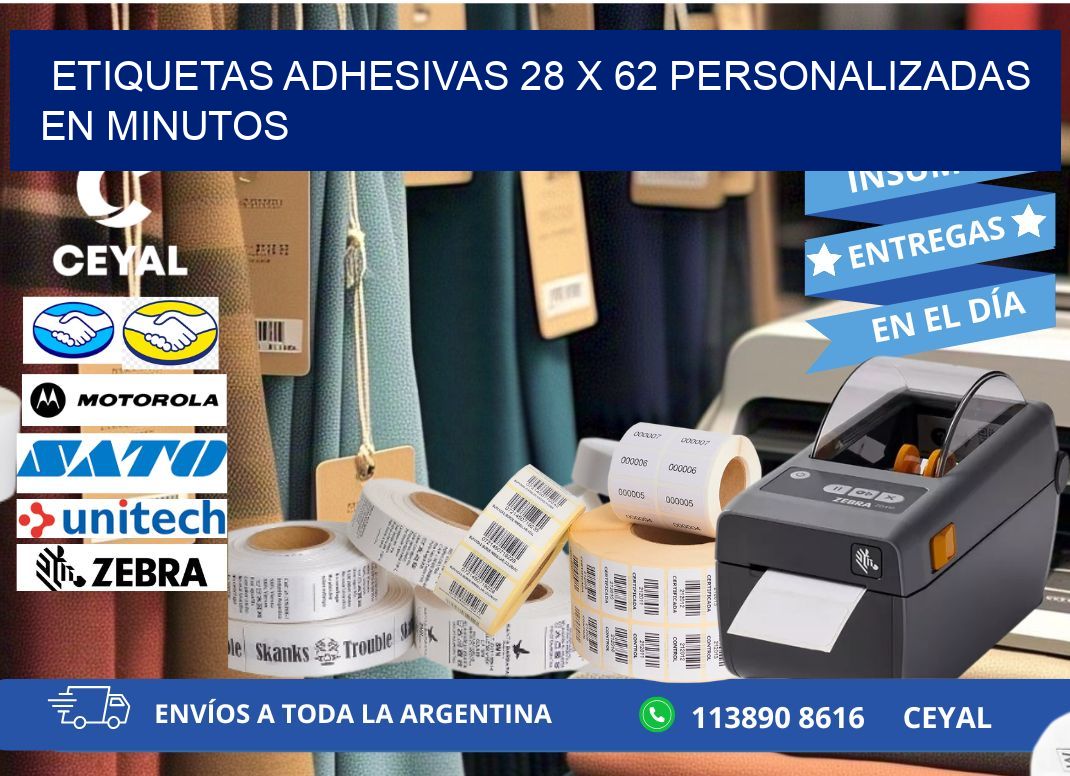 Etiquetas Adhesivas 28 x 62 Personalizadas en Minutos