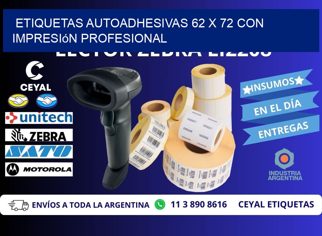 Etiquetas Autoadhesivas 62 x 72 con Impresión Profesional