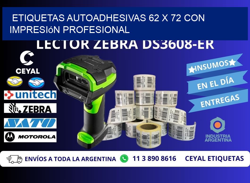 Etiquetas Autoadhesivas 62 x 72 con Impresión Profesional