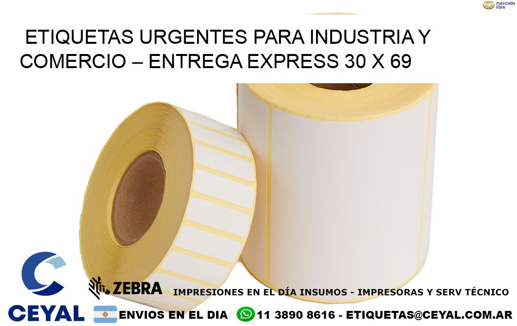 Etiquetas Urgentes para Industria y Comercio – Entrega Express 30 x 69