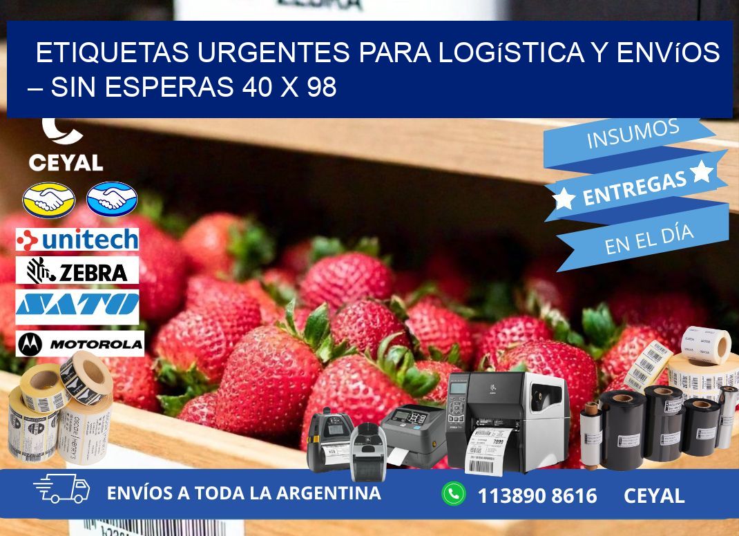 Etiquetas Urgentes para Logística y Envíos – Sin Esperas 40 x 98