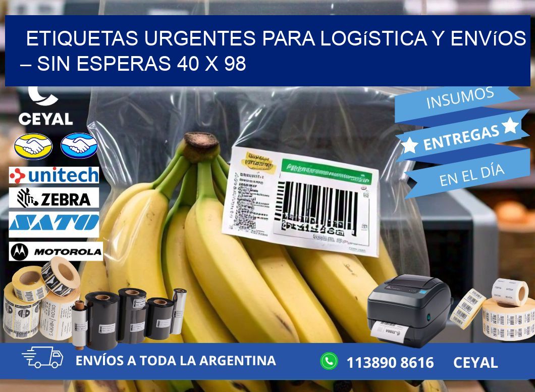 Etiquetas Urgentes para Logística y Envíos – Sin Esperas 40 x 98