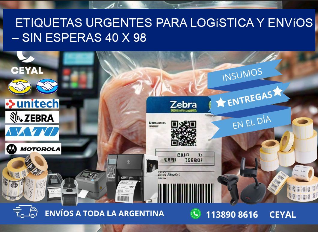 Etiquetas Urgentes para Logística y Envíos – Sin Esperas 40 x 98