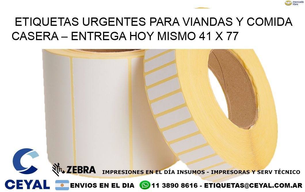 Etiquetas Urgentes para Viandas y Comida Casera – Entrega Hoy Mismo 41 x 77