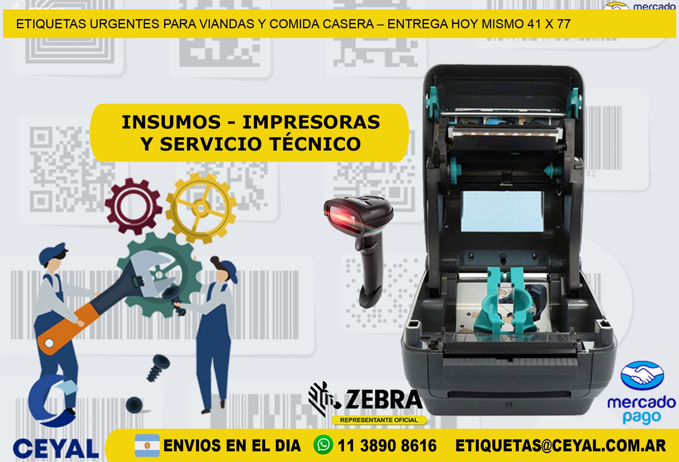 Etiquetas Urgentes para Viandas y Comida Casera – Entrega Hoy Mismo 41 x 77