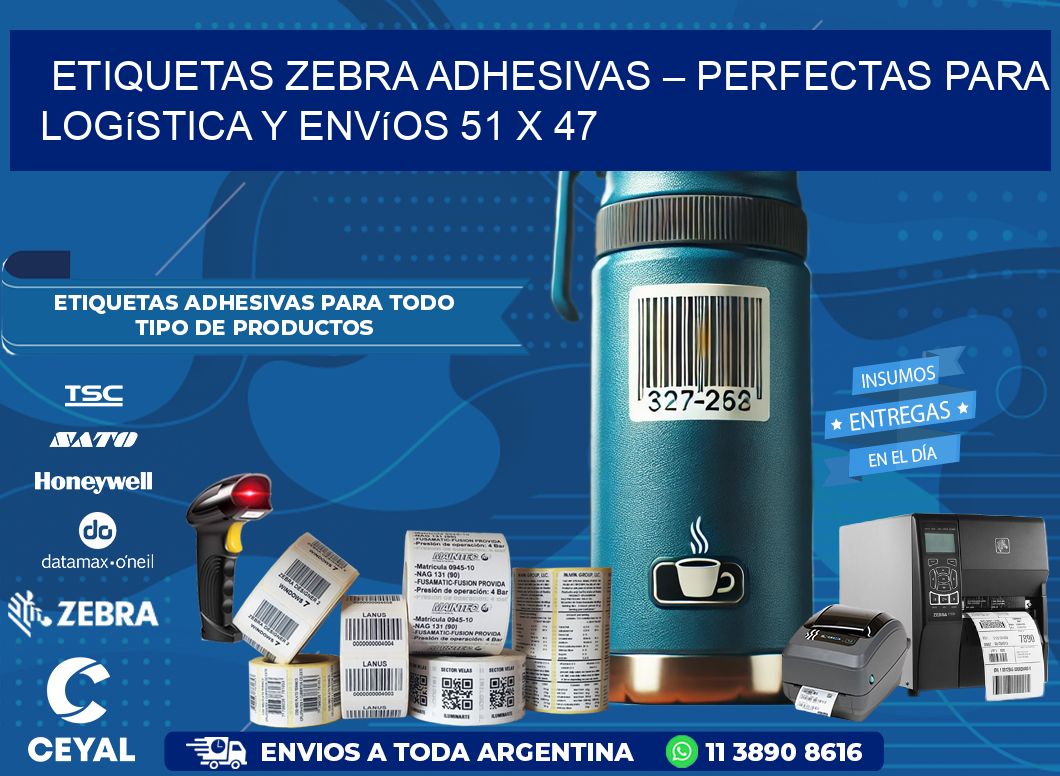 Etiquetas Zebra Adhesivas – Perfectas para Logística y Envíos 51 x 47