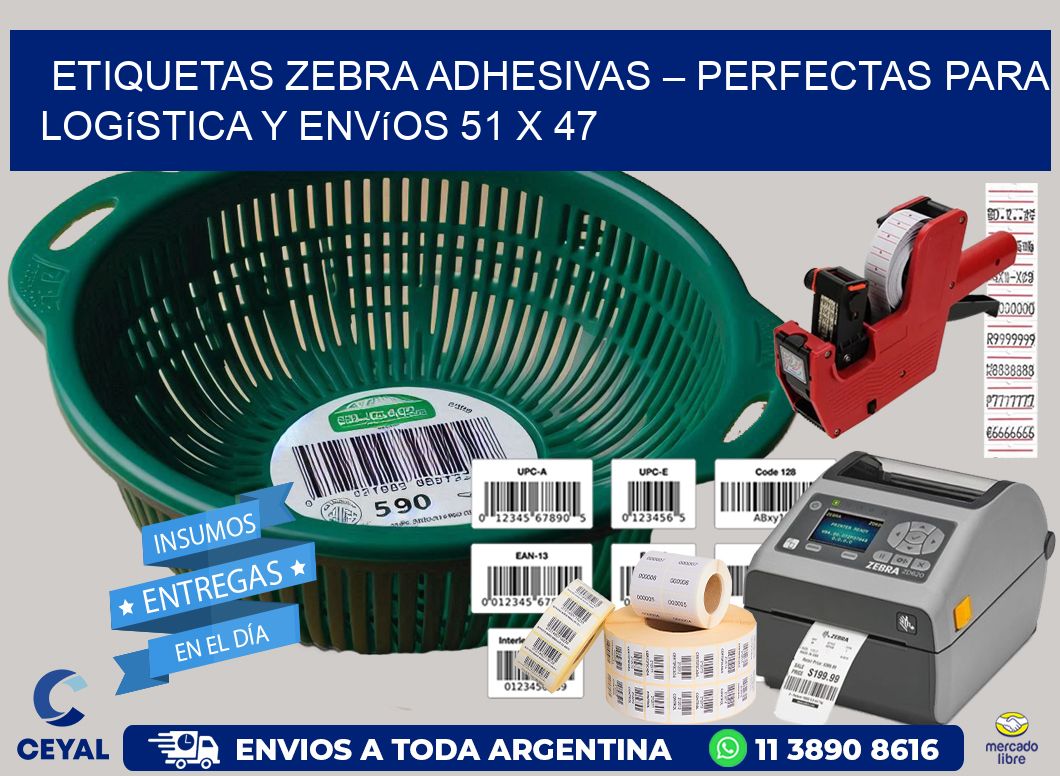 Etiquetas Zebra Adhesivas – Perfectas para Logística y Envíos 51 x 47