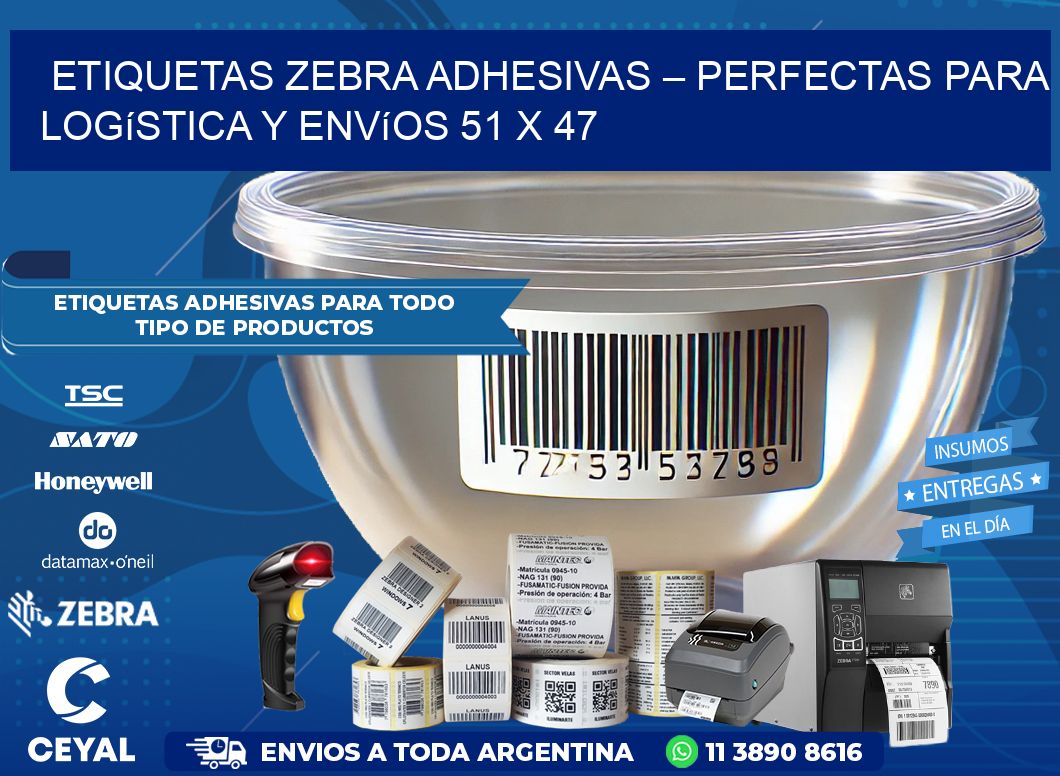 Etiquetas Zebra Adhesivas – Perfectas para Logística y Envíos 51 x 47