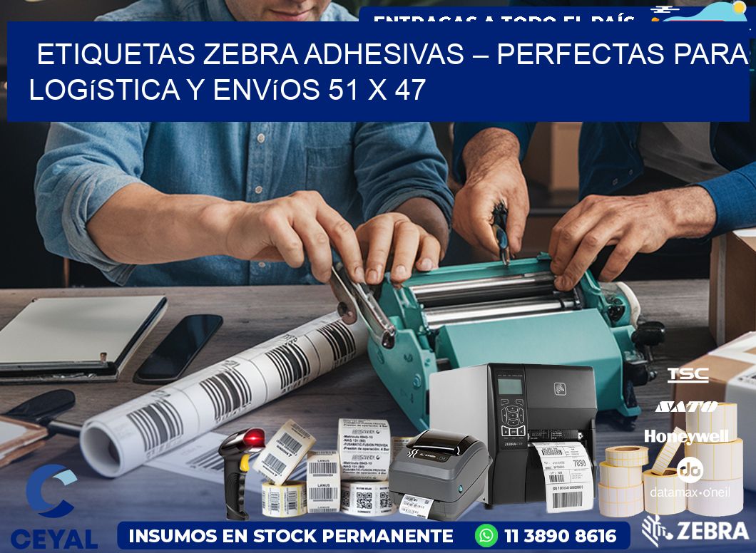 Etiquetas Zebra Adhesivas – Perfectas para Logística y Envíos 51 x 47