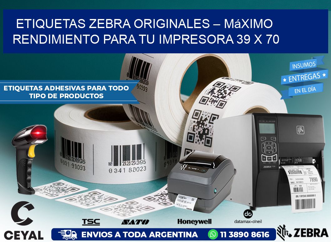 Etiquetas Zebra Originales – Máximo Rendimiento para tu Impresora 39 x 70