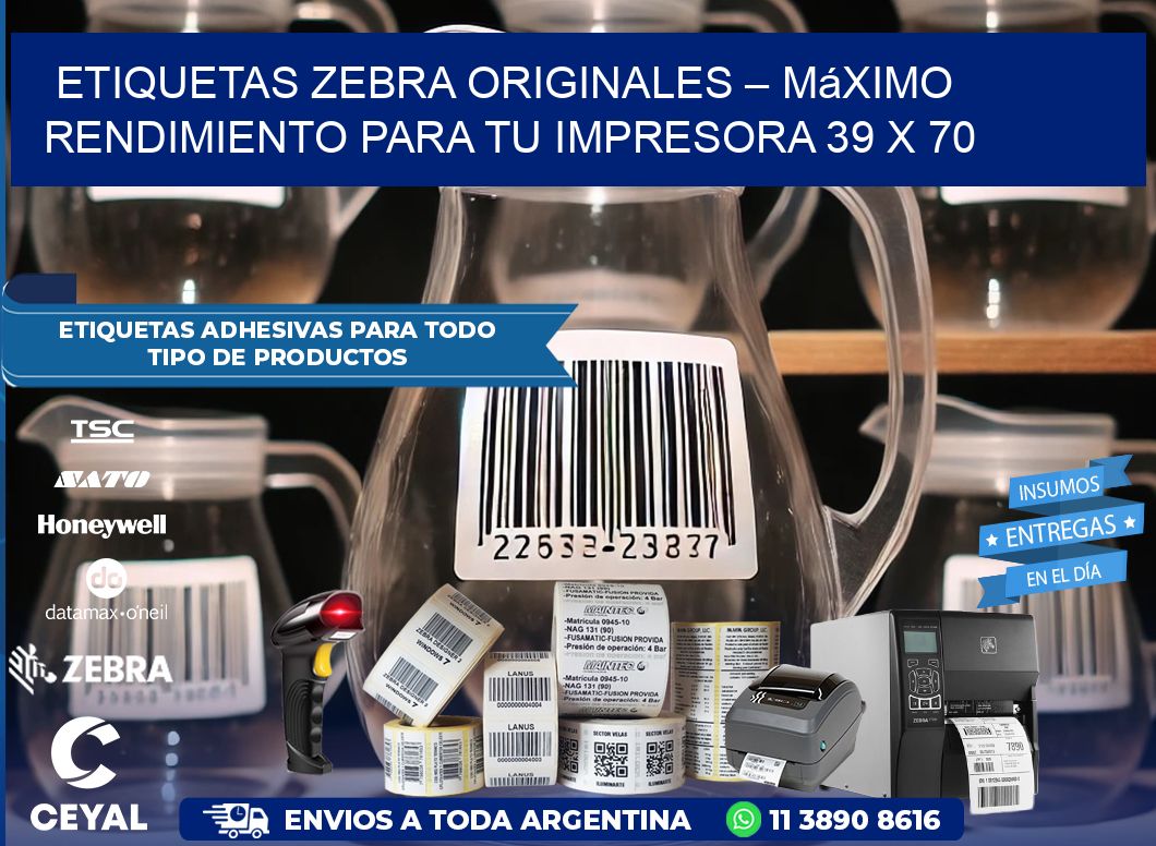 Etiquetas Zebra Originales – Máximo Rendimiento para tu Impresora 39 x 70