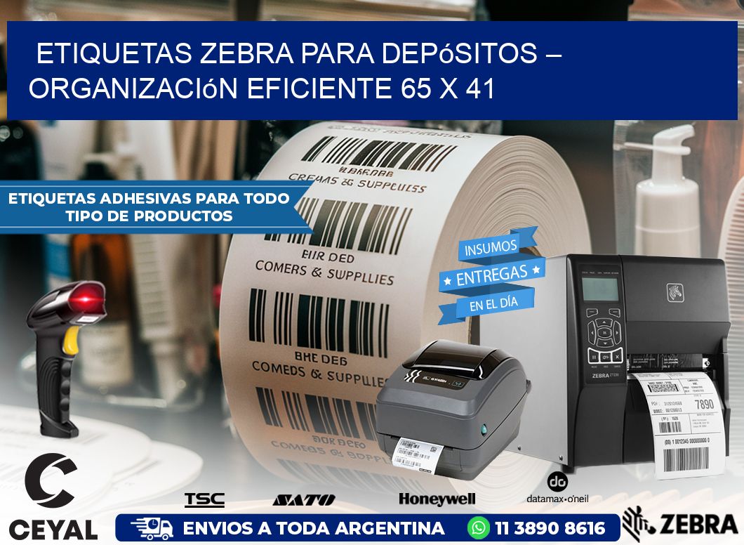 Etiquetas Zebra para Depósitos – Organización Eficiente 65 x 41