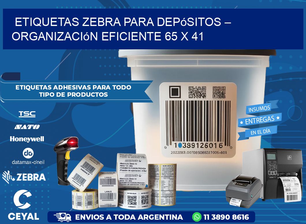 Etiquetas Zebra para Depósitos – Organización Eficiente 65 x 41