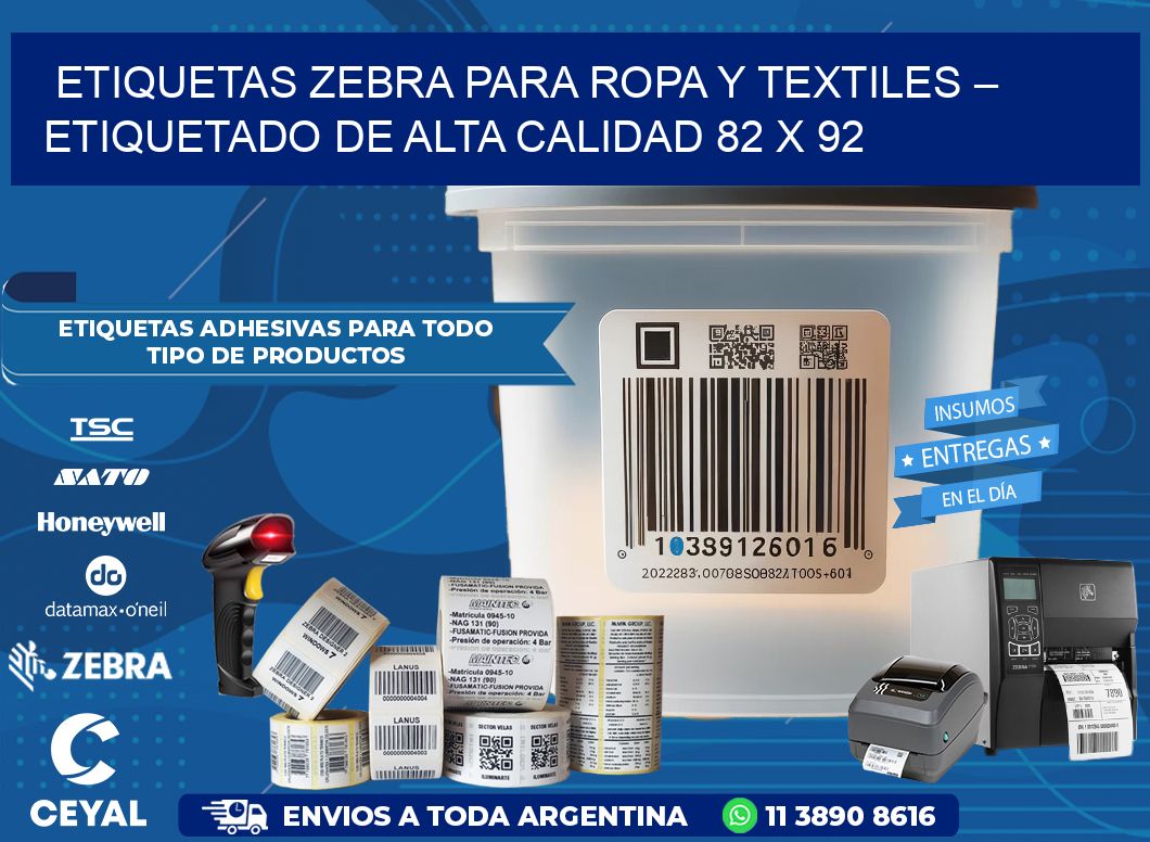 Etiquetas Zebra para Ropa y Textiles – Etiquetado de Alta Calidad 82 x 92