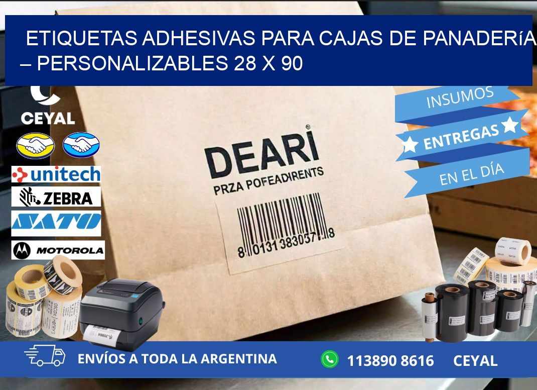 Etiquetas adhesivas para cajas de panadería – Personalizables 28 x 90