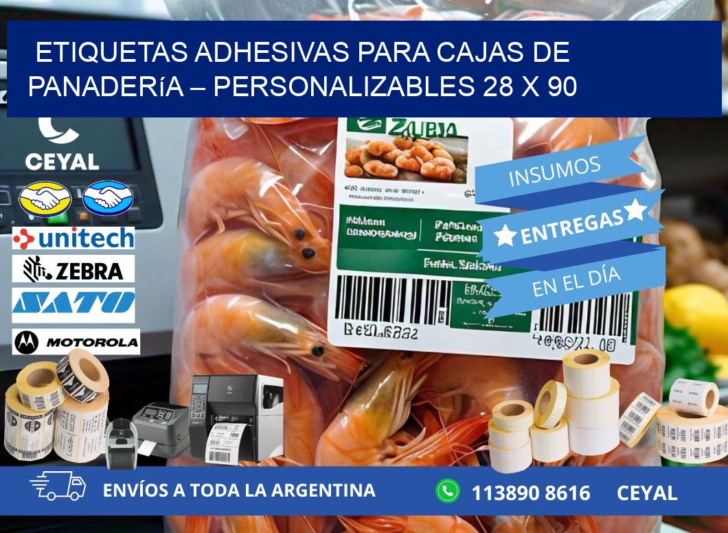 Etiquetas adhesivas para cajas de panadería – Personalizables 28 x 90