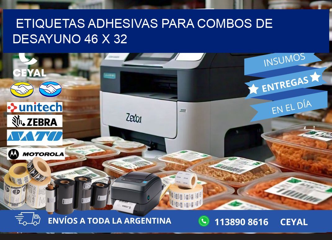 Etiquetas adhesivas para combos de desayuno 46 x 32