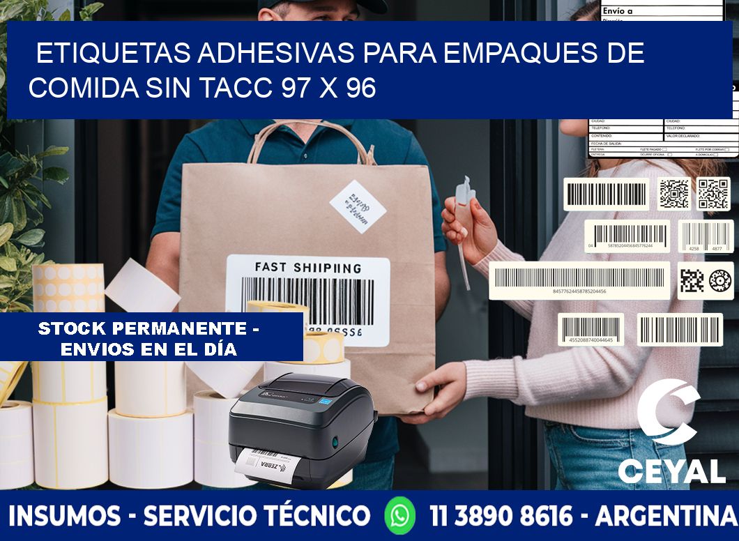 Etiquetas adhesivas para empaques de comida sin TACC 97 x 96