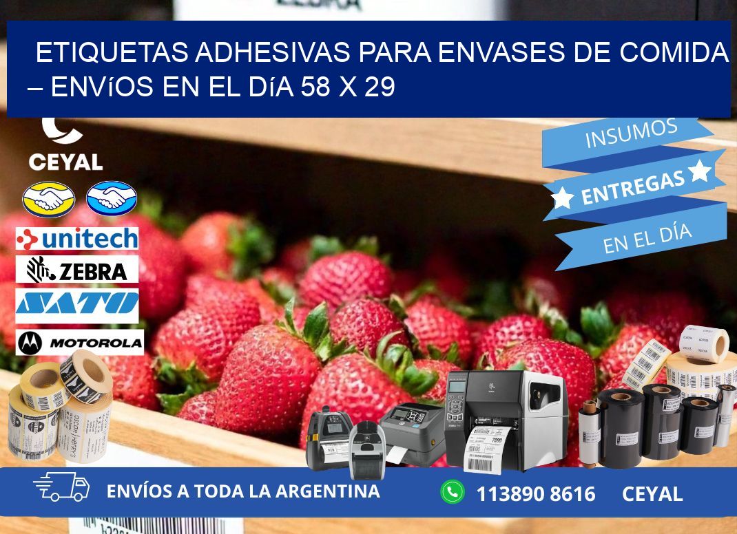 Etiquetas adhesivas para envases de comida – Envíos en el día 58 x 29