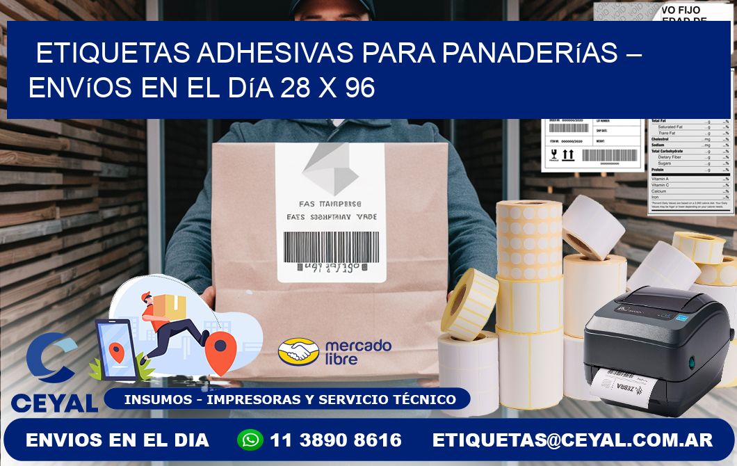 Etiquetas adhesivas para panaderías – Envíos en el día 28 x 96