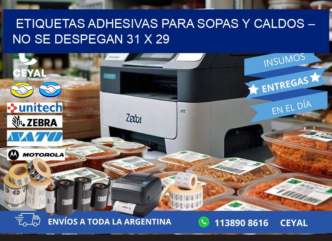 Etiquetas adhesivas para sopas y caldos – No se despegan 31 x 29