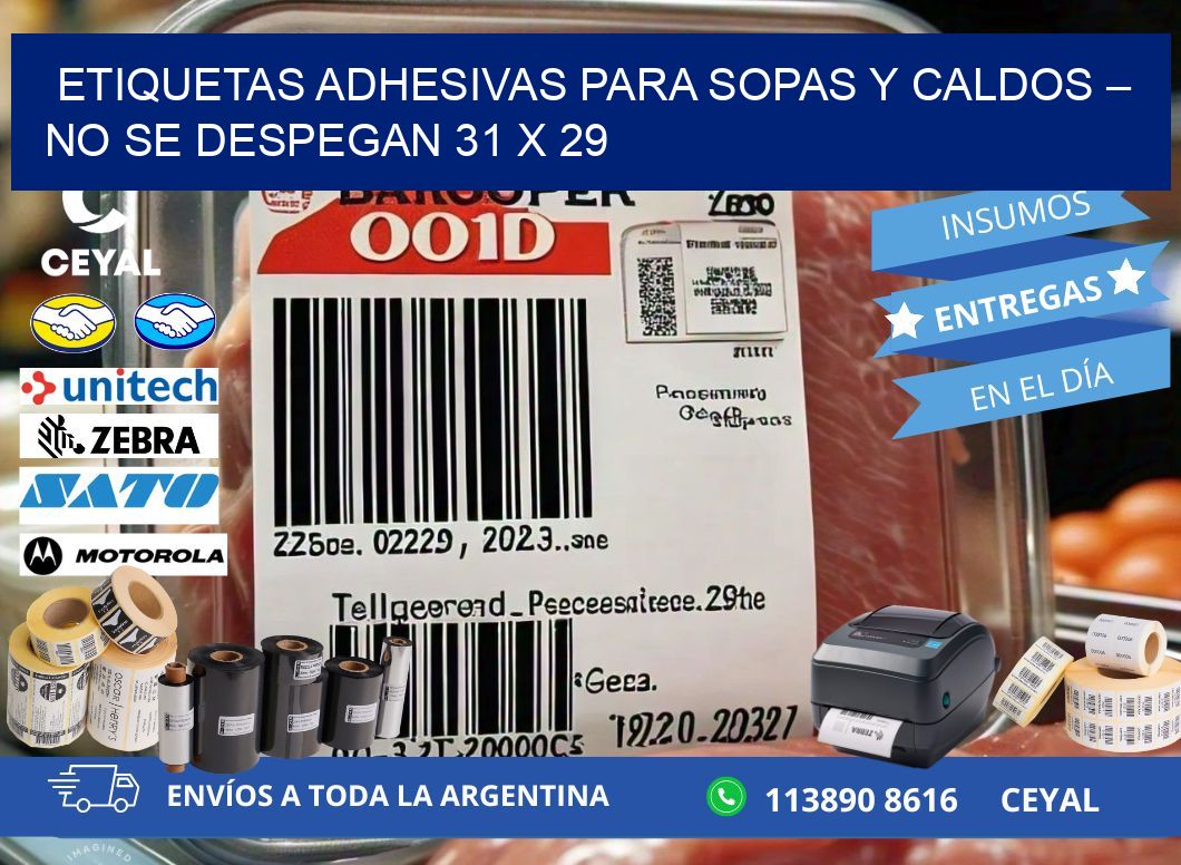Etiquetas adhesivas para sopas y caldos – No se despegan 31 x 29