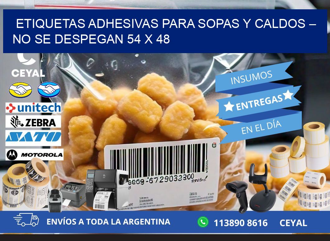 Etiquetas adhesivas para sopas y caldos – No se despegan 54 x 48