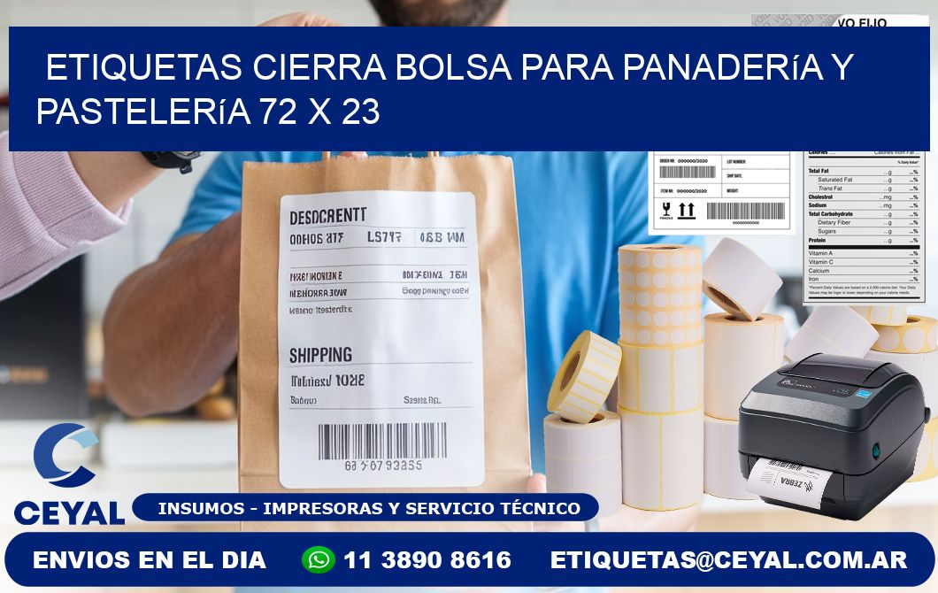 Etiquetas cierra bolsa para panadería y pastelería 72 x 23