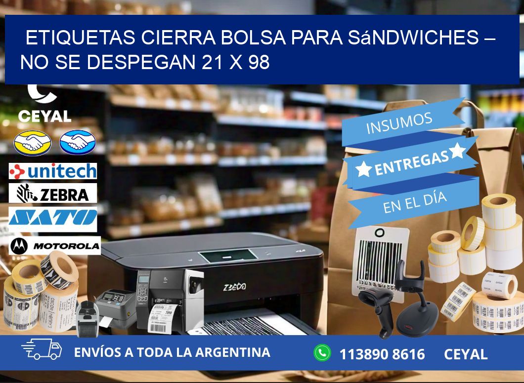 Etiquetas cierra bolsa para sándwiches – No se despegan 21 x 98