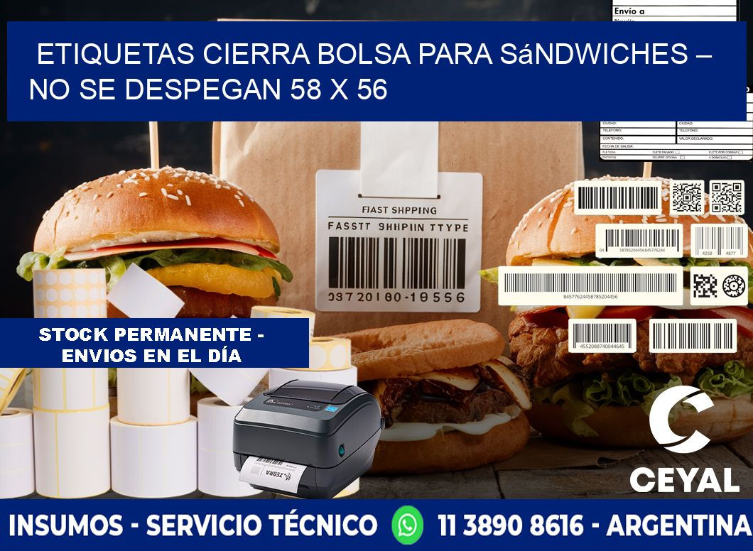 Etiquetas cierra bolsa para sándwiches – No se despegan 58 x 56
