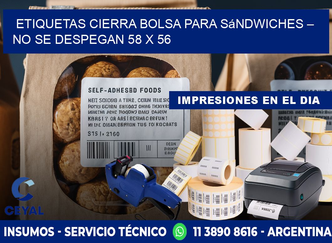 Etiquetas cierra bolsa para sándwiches – No se despegan 58 x 56