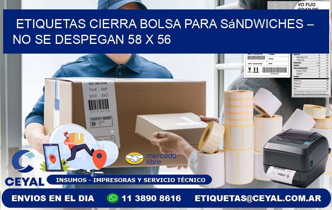 Etiquetas cierra bolsa para sándwiches – No se despegan 58 x 56