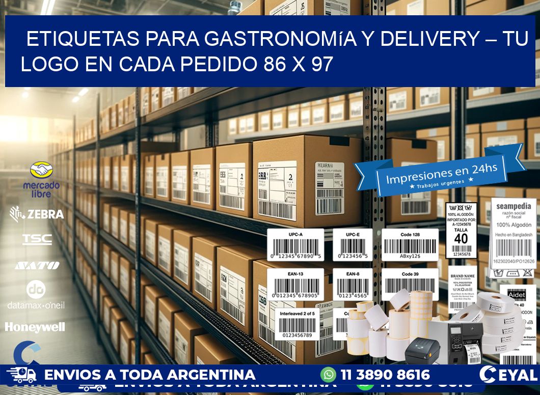 Etiquetas para Gastronomía y Delivery – Tu Logo en Cada Pedido 86 x 97