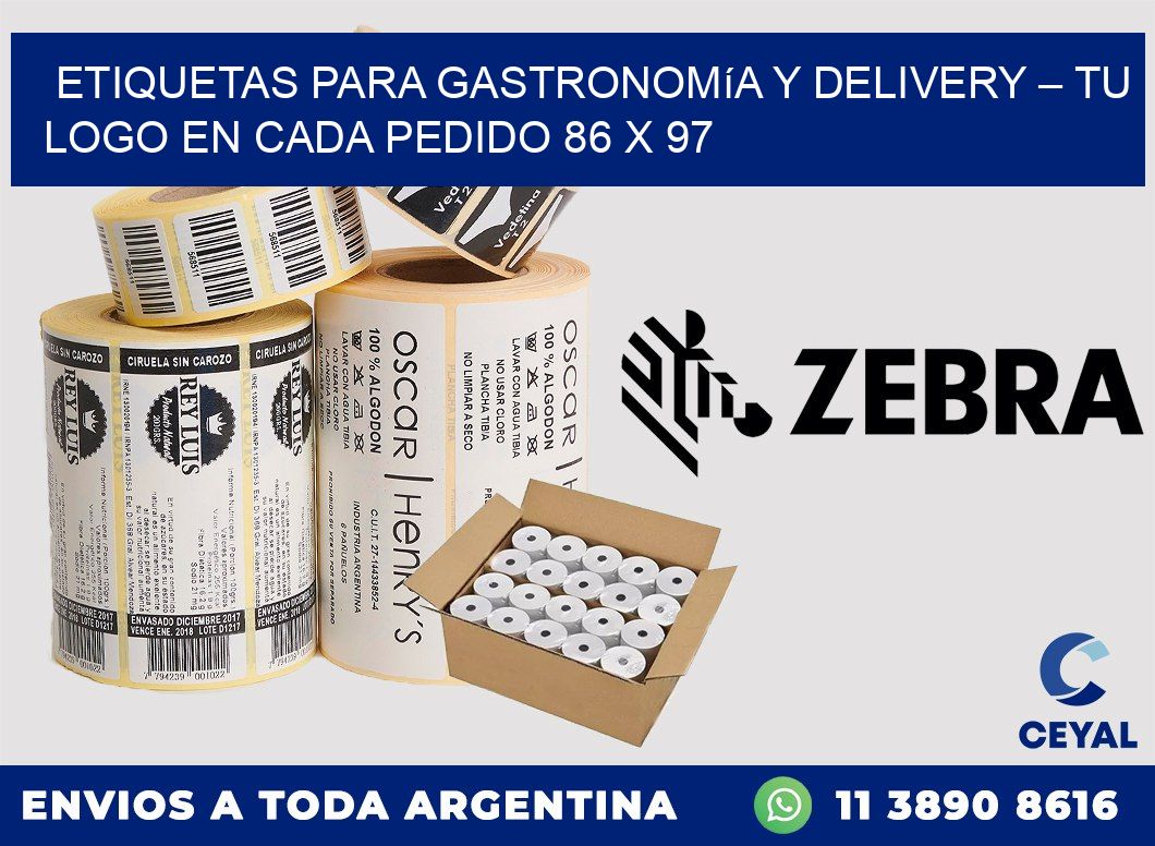 Etiquetas para Gastronomía y Delivery – Tu Logo en Cada Pedido 86 x 97