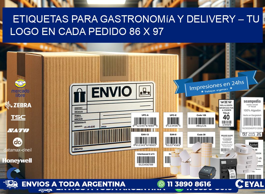 Etiquetas para Gastronomía y Delivery – Tu Logo en Cada Pedido 86 x 97
