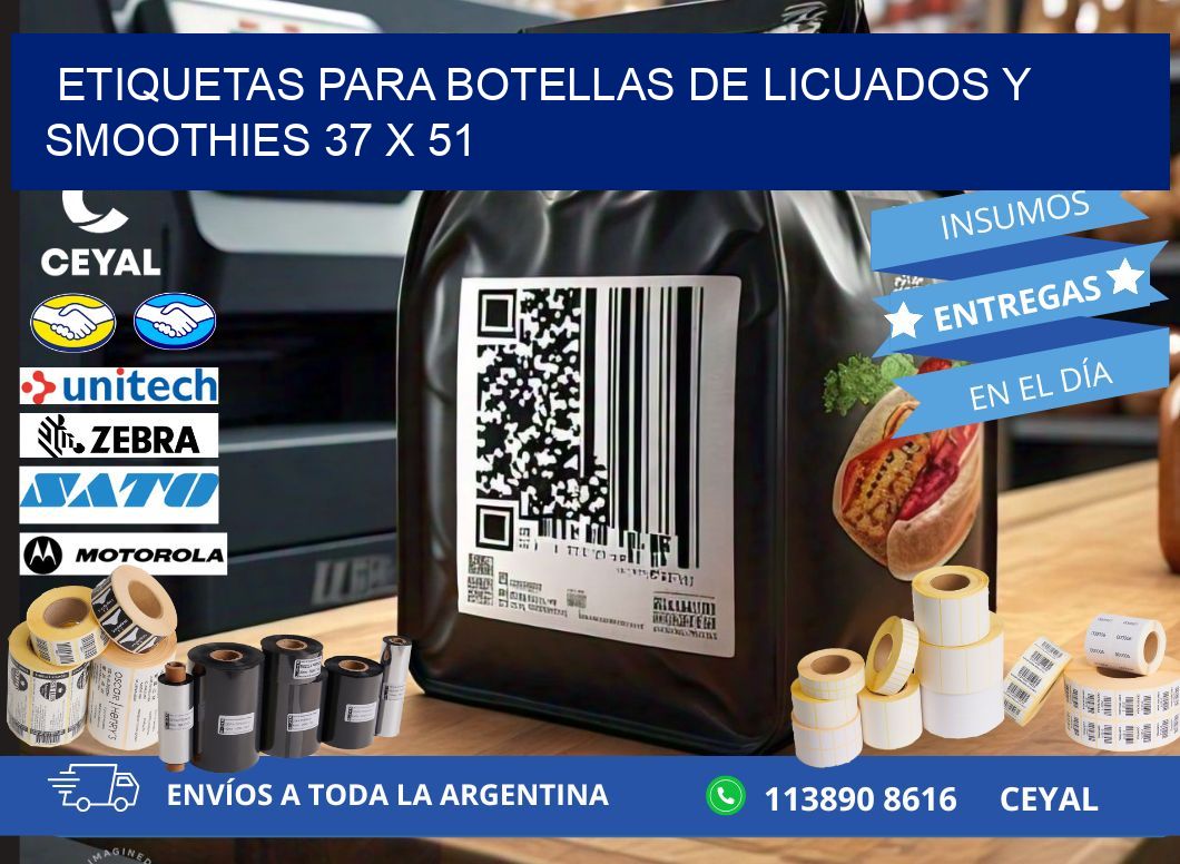 Etiquetas para botellas de licuados y smoothies 37 x 51