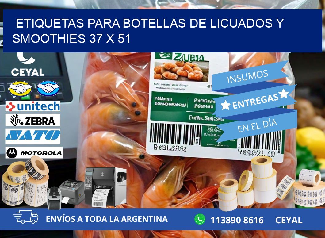 Etiquetas para botellas de licuados y smoothies 37 x 51