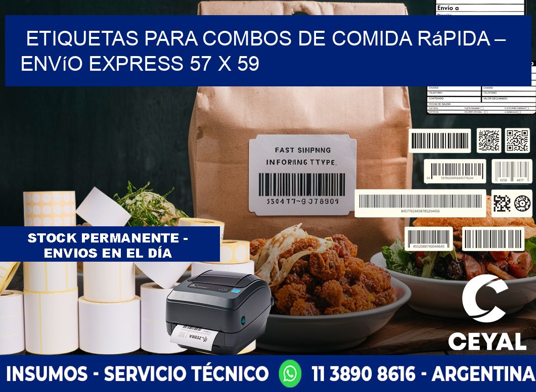 Etiquetas para combos de comida rápida – Envío express 57 x 59