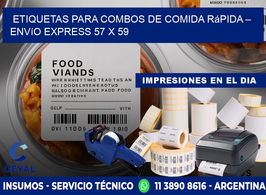 Etiquetas para combos de comida rápida – Envío express 57 x 59