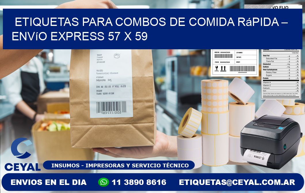 Etiquetas para combos de comida rápida – Envío express 57 x 59