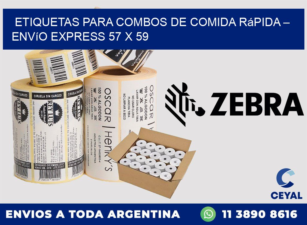 Etiquetas para combos de comida rápida – Envío express 57 x 59