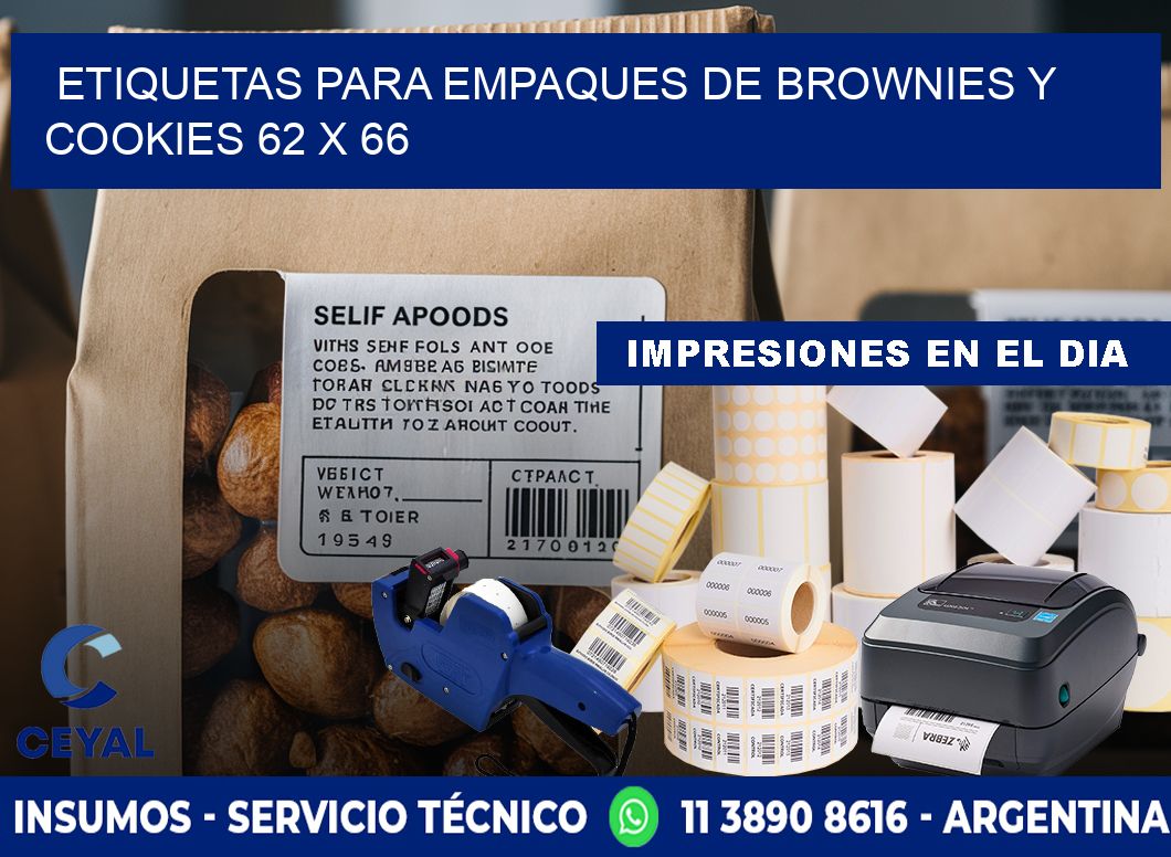 Etiquetas para empaques de brownies y cookies 62 x 66