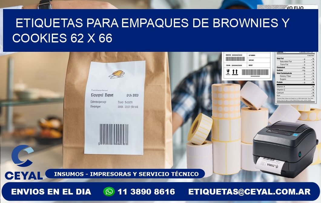 Etiquetas para empaques de brownies y cookies 62 x 66
