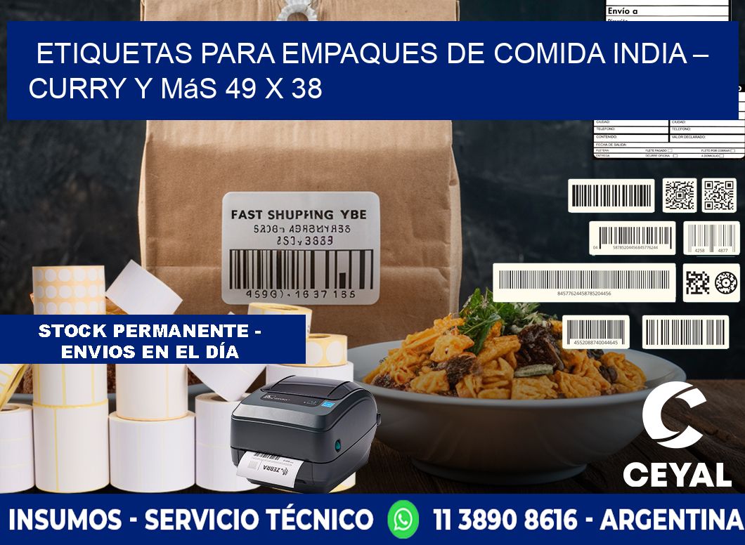 Etiquetas para empaques de comida india – Curry y más 49 x 38
