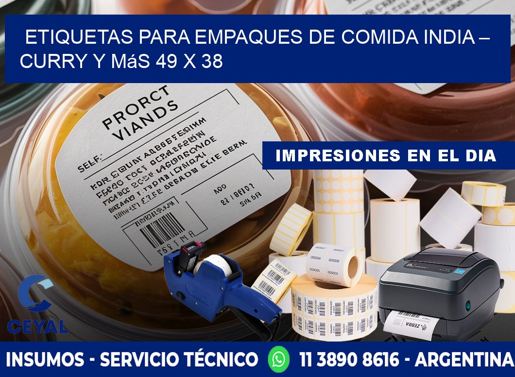 Etiquetas para empaques de comida india – Curry y más 49 x 38