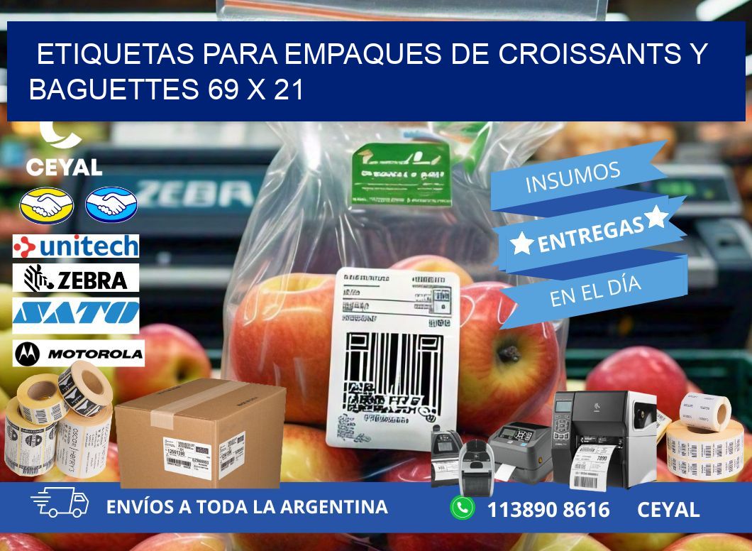 Etiquetas para empaques de croissants y baguettes 69 x 21