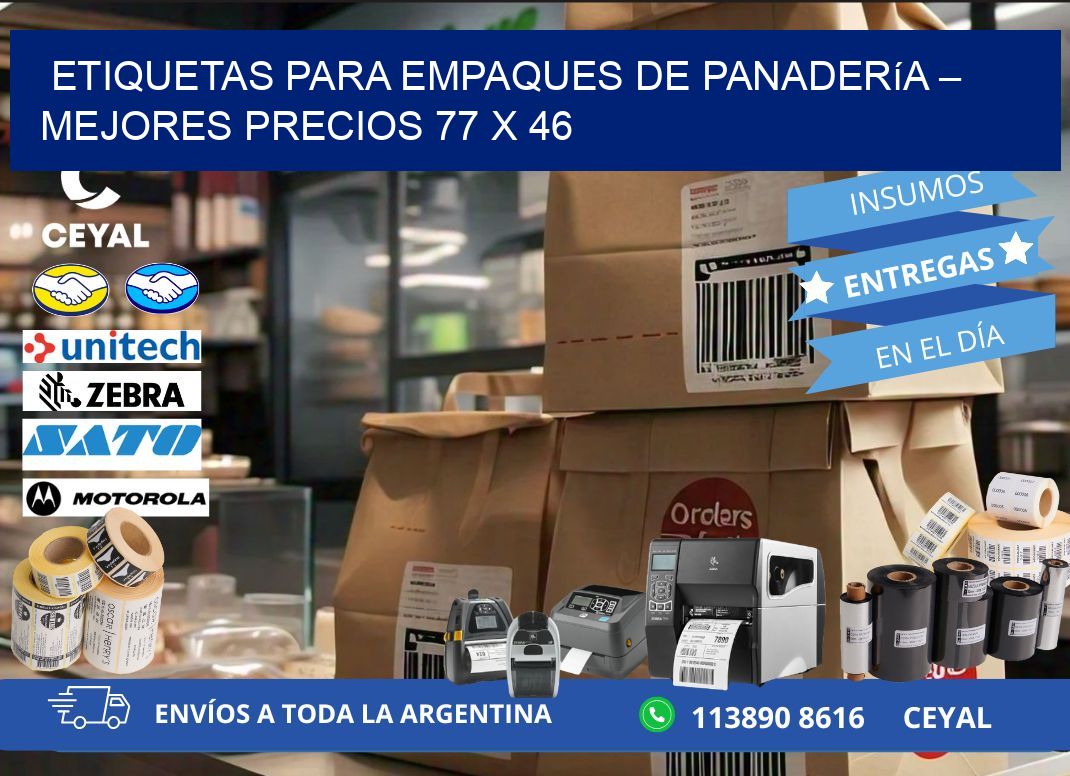 Etiquetas para empaques de panadería – Mejores precios 77 x 46