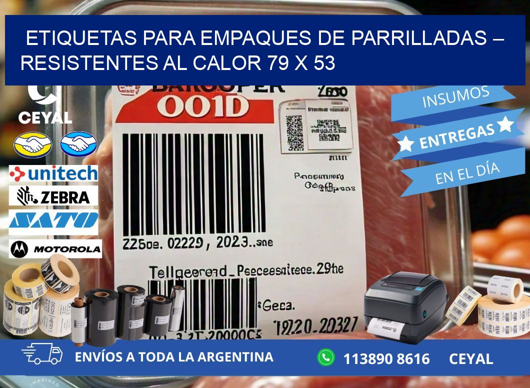 Etiquetas para empaques de parrilladas – Resistentes al calor 79 x 53