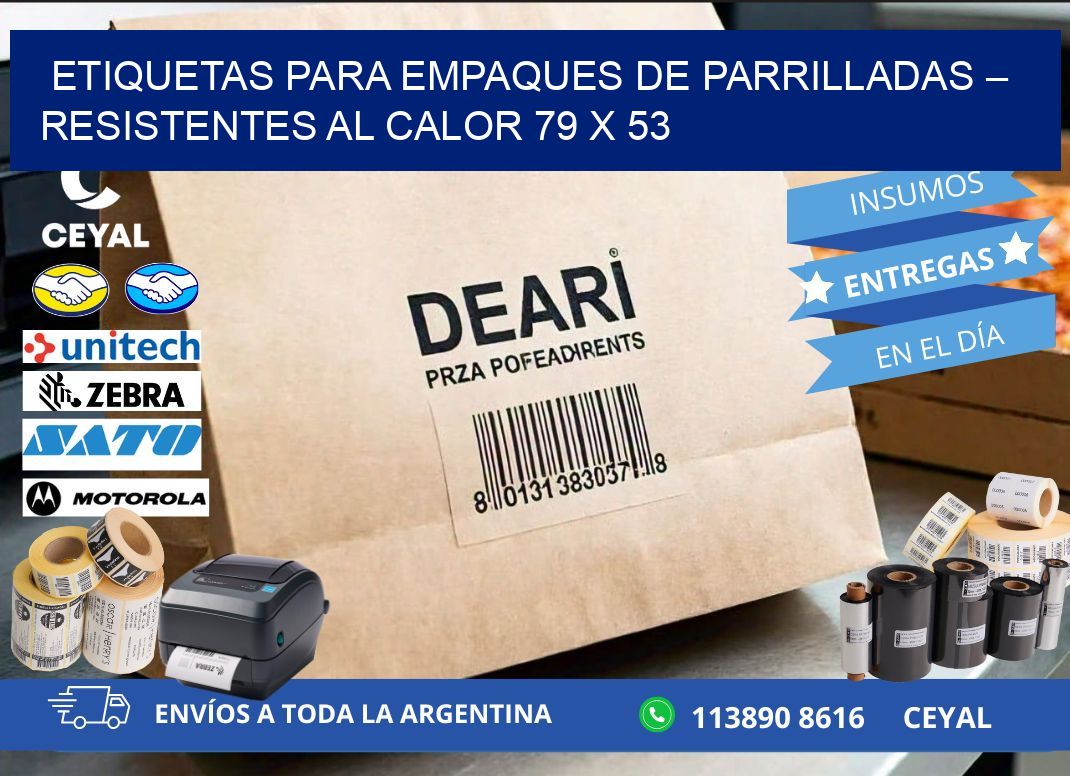 Etiquetas para empaques de parrilladas – Resistentes al calor 79 x 53